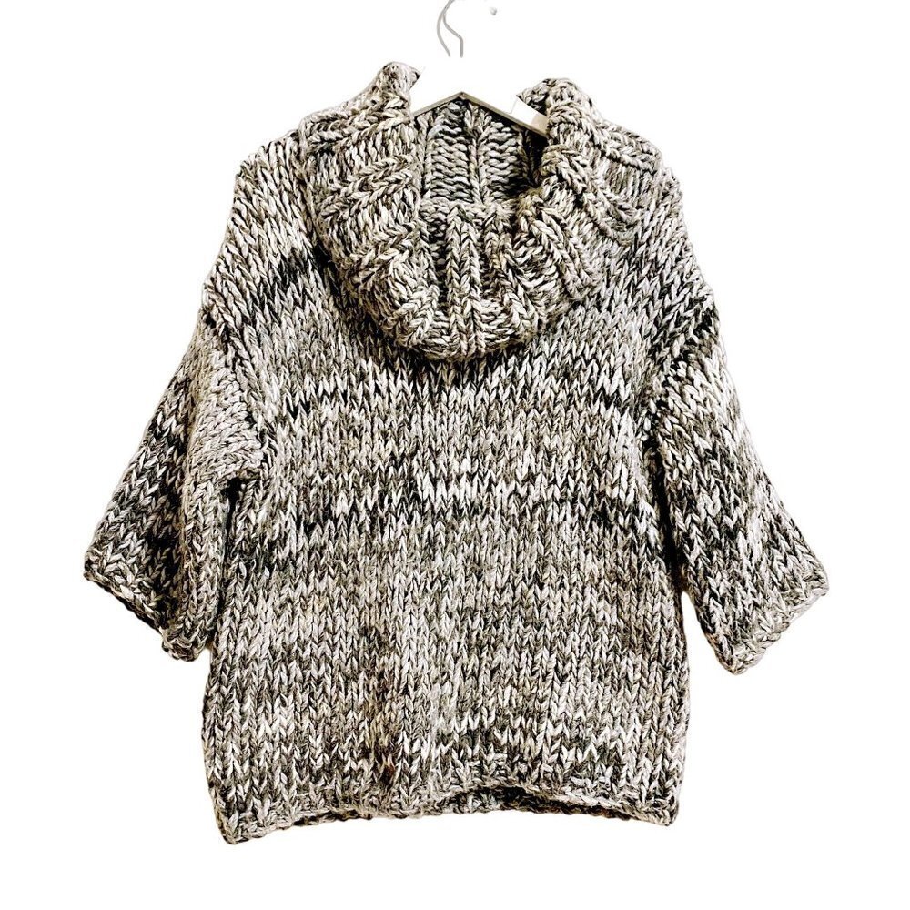 Land's End chunky knit marled cowl neck sweater, Size M
